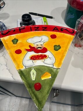 Certified International Red Yellow Green Pizza Slice Serving Platter